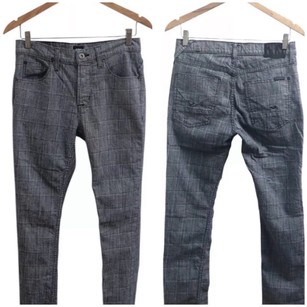 HUDSON JEANS PLAID - Checkered Punk Trouser Pants Stripe Sartor Slouchy Skinny